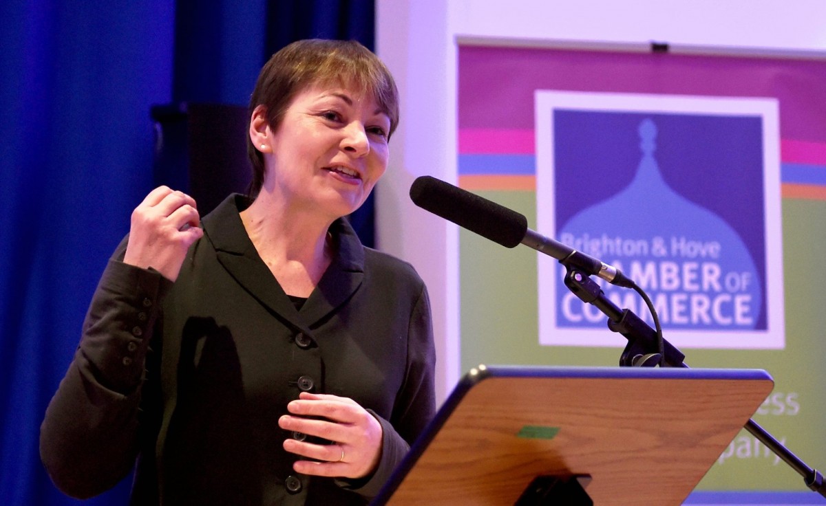 Caroline Lucas at the Brighton Chamber Big Debate. Photo by Vervate