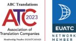 ABC Translations membership of ATC and EUATC logo